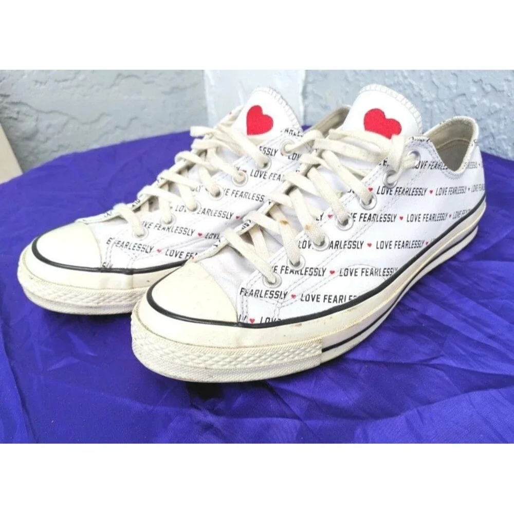 Men's Converse Love Fearlessly Chucks 70 Ox White Sneakers Size 10 # 167346C